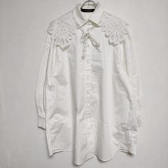 美品】エルマンノシェルヴィーノ レース装飾 長袖シャツブラウス