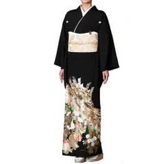 礼装用　黒留袖　扇に秋草　着物単品　【結婚式、披露宴などの祝い事に】旧レンタル商品