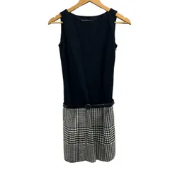 MARY QUANT(マリークワント) ワンピース サイズM レディース美品  - 黒×白 ノースリーブ/ひざ丈/チェック柄のサムネイル
