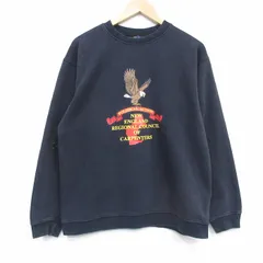 L/古着 長袖 スウェット メンズ クルーネック 00年代 00s 鳥 USA製 黒 26apr04