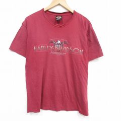 L/古着 ハーレーダビットソン 半袖 ビンテージ Tシャツ メンズ 00年代 00s モーターサイクル コットン クルーネック USA製 エンジ【spe】 26apr04