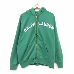 XL/古着 ラルフローレン ポロジーンズ 長袖 ブランド スウェット パーカー メンズ ビッグロゴ 大きいサイズ 緑 26apr04