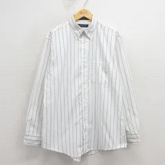 XL/古着 長袖 シャツ メンズ 90年代 90s コットン ボタンダウン USA製 白他 ストライプ 26apr04