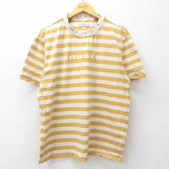 XL/古着 ゲス GUESS 半袖 Tシャツ メンズ ビッグロゴ 刺繍 コットン クルーネック 黄他 ボーダー 26apr04
