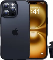 【米軍MIL新規格・指紋防止】CASEKOO iPhone 16 Pro 用 ケース 耐衝撃 滑り止め 指紋防止 米軍MIL規格 マット仕上げ ストラップホール付き スマホスタンド付き 黄変防止 耐久性 カバー アイフォン 16 プロ 用