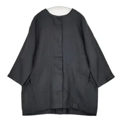 evam eva ノーカラージャケット リネン 定価32000円 E201T034 比翼ボタン コート ブラック レディース エヴァムエヴァ【中古】6-0221M∞のサムネイル