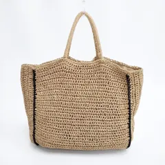 URBAN RESEARCH DOORS ラフィア トートバッグ ベージュ レディース アーバンリサーチドアーズ【中古】6-0214M◎のサムネイル