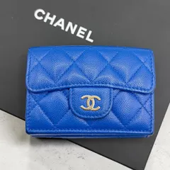 ⭐️美品⭐️ シャネル マトラッセ キャビアスキン 三つ折り財布 ブルー
