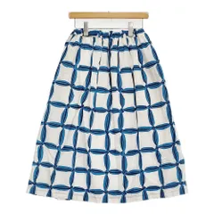 mina perhonen solmio ギャザースカート 定価72600円 ads5407 サイズ38 ロングスカート 25SS ホワイト ブルー レディース ミナペルホネン【中古】5-1118M♪のサムネイル
