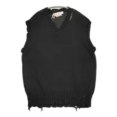 MARNI 新品 コットンダメージVネックニットベスト 定価104500円 サイズ54 CVMG0091A0 UFC652 ベスト ブラック メンズ マルニ【中古】6-0118M♪のサムネイル