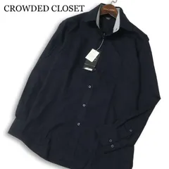 【新品 未使用】 CROWDED CLOSET メンズビギ 通年 イージーケア★ 長袖 ストライプ シャツ Sz.01 メンズ ネイビーのサムネイル