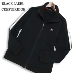 BLACK LABEL CRESTBRIDGE ブラックレーベル クレストブリッジ 通年★ ロゴ刺繍 ジップ トラック ジャケット Sz.2 メンズ 黒