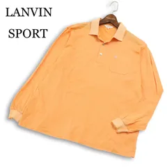 LANVIN SPORT ランバン スポーツ ゴルフ 通年★ ロゴ刺繍 長袖 ボーダー ポロシャツ Sz.44 メンズ 大きいサイズ 日本製のサムネイル