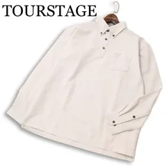 TOURSTAGE ツアーステージ ゴルフ 通年 ロゴ刺繍★ 細ボーダー 長袖 ボタンダウン ポロシャツ Sz.L メンズのサムネイル