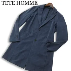 TETE HOMME テットオム 通年 スリム★ ポンチ チェスター コート ロング ジャケット Sz.5 メンズ ネイビー