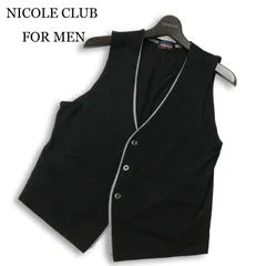 NICOLE CLUB FOR MEN ニコルクラブ フォーメン 通年★ レイヤード風 切替 ベスト ジレ Sz.46 メンズ 黒