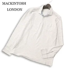 【美品】MACKINTOSH LONDON マッキントッシュ ロンドン 通年★ 長袖 ボーダー ポロシャツ Sz.LL メンズ 大きいサイズのサムネイル