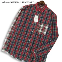 【新品 未使用】 relume JOURNAL STANDARD ジャーナルスタンダード 切替★ 長袖 ボタンダウン チェック シャツ Sz.M メンズ