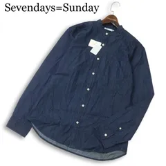 【新品 未使用】 Sevendays=Sunday セブンデイズサンデイ 4.5oz デニム 長袖 スタンドカラー シャツ Sz.L メンズのサムネイル