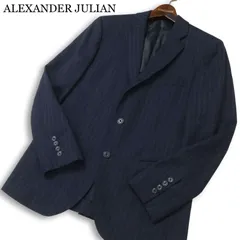 ALEXANDER JULIAN アレキサンダージュリアン 通年 背抜き COOLMAX ストライプ テーラード ジャケット Sz.A5 メンズ ネイビーのサムネイル