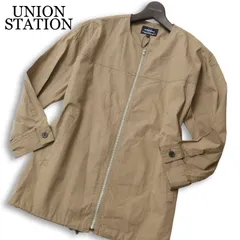 未使用★ UNION STATION ユニオンステーション メンズビギ 春夏 7分袖 ノーカラー ジップ ブルゾン ジャケット Sz.M メンズのサムネイル