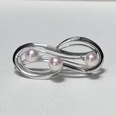 【極美品✨テリ強】 あこや真珠 3珠 パール ブローチ アコヤパール 本真珠 シルバー