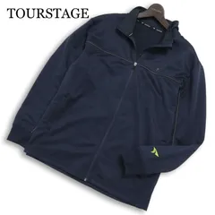 TOURSTAGE ツアーステージ ゴルフ 通年 ロゴ★ ジャージ ブルゾン ジャケット Sz.LL メンズ ネイビー 大きいサイズのサムネイル