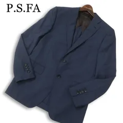 P.S.FA パーフェクトスーツファクトリー 通年 背抜き REDA 伊製生地★ ドット テーラード ジャケット Sz.A6 メンズ ネイビーのサムネイル