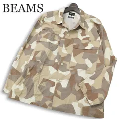 BEAMS ビームス 通年★ 長袖 デザイン カモフラ 迷彩 総柄 オーバーサイズ ワーク シャツ ジャケット Sz.S メンズのサムネイル