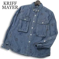 KRIFF MAYER クリフメイヤー 通年 総柄★ 長袖 シャンブレー デニム ボタンダウン ワーク シャツ Sz.M メンズ アウトドア