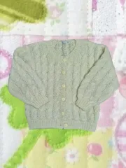 ヴィンテージ森ガール アイボリー ケーブル編み 春 ニット カーディガン ひよこ