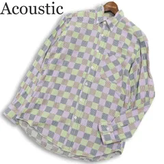 Acoustic アコースティック 通年★ ダブルガーゼ チェック 長袖 ボタンダウン シャツ Sz.M メンズ 日本製のサムネイル