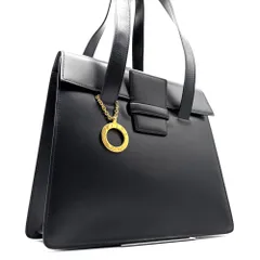 極美品 CELINE セリーヌ サークルロゴ ハンドバッグ ワンショルダーバッグ カーフレザー 本革 ブラック ゴールド金具 自立型 鏡面仕上げ 冠婚葬祭 式典 お出かけ 希少 ヴィンテージ オールドセリーヌ レディース ウィメンズ