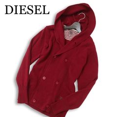 希少デザイン】DIESEL ダブルボタン ニットパーカーフーディー グレー