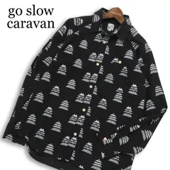 go slow caravan ゴースローキャラバン 通年 お城柄★ 総柄 長袖 プリント シャツ Sz.4 メンズ 黒のサムネイル