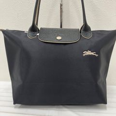 Longchamp 黒のナイロン製トートバッグ Lサイズ 馬刺繍白 - メルカリ