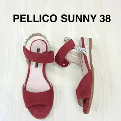 【ペリーコサニー　PELLICOSUNNY】スウェードウエッジソールサンダル　38  ワインレッド