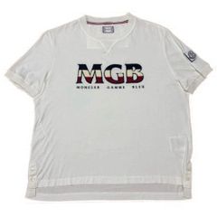 希少☆ モンクレール ガムブルー ロゴ L ホワイト Tシャツ 5S444 