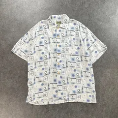 80s 90s Vintage OLD UNIQLO オールド ユニクロ 半袖シャツ リネン/レーヨン 幾何学柄 総柄 ポケット メンズ XL 大きいサイズ