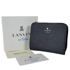 S-23 美品 LANVIN en Bleu ランバンオンブルー リュクサンブール 財布 二つ折り L字ファスナー レザー 箱 ダークネイビー  522-6-260330 60-49のサムネイル