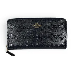 COACH コーチ 長財布 ラグジュアリー デボスド シグネチャー パテント アコーディオン ジップ アラウンド F54805