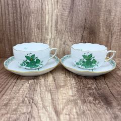 Herend ヘレンド アポニーグリーン カップ＆ソーサー 2客セット - メルカリ