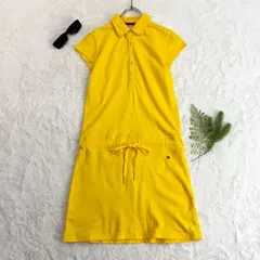 tommy girl トミーガール 半袖 ポロワンピース ロゴ刺繍 ストレッチ ウエストリボン イエロー 黄のサムネイル