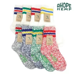 a hope hemp 靴下 ソックス hsx100 ア ホープヘンプ ヘンプ 抗菌 ソックス レディース ミッド丈 杢切り替え ラインソックス ボーダー おしゃれ かわいいのサムネイル