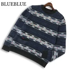 BLUEBLUE ブルーブルー ハリウッドランチマーケット ボーダー★ インディゴ ダイ コットン ニット セーター Sz.1　メンズのサムネイル