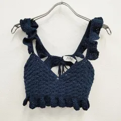 IENA AYNI/アイニ クロシェビキニトップス ビスチェ ベイクルーズ購入 ニット 定価20900円 ベスト ネイビー レディース イエナ【中古】4-0405M♪のサムネイル