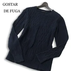 GOSTAR DE FUGA ゴスタール ジ フーガ デザイン編み★ コットン セーター ニット Sz.46 メンズ 紺 ネイビーのサムネイル