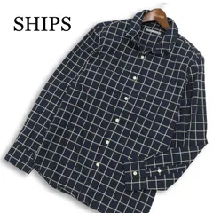 SHIPS シップス 通年 襟ワイヤー★ 長袖 チェック シャツ Sz.M メンズ ネイビー 日本製