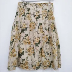 soil FLOWER PRINT 花柄 タック ラップスカート スカート ベージュ グリーン レディース ソイル【中古】4-0804M♪のサムネイル