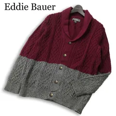 Eddie Bauer エディーバウアー バイカラー★ コットン ニット ショールカラー カーディガン Sz.XL メンズ アウトドア 大きい